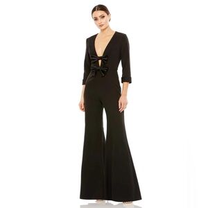 Mac Duggal Black bow detail‎ wide leg jumpsuit black A27033